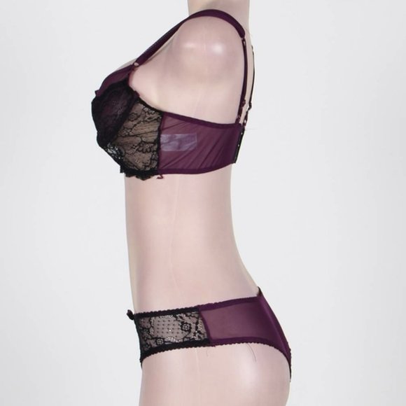 Naughty Purple Cute Boudoir Bra Set - Picture 4 of 7